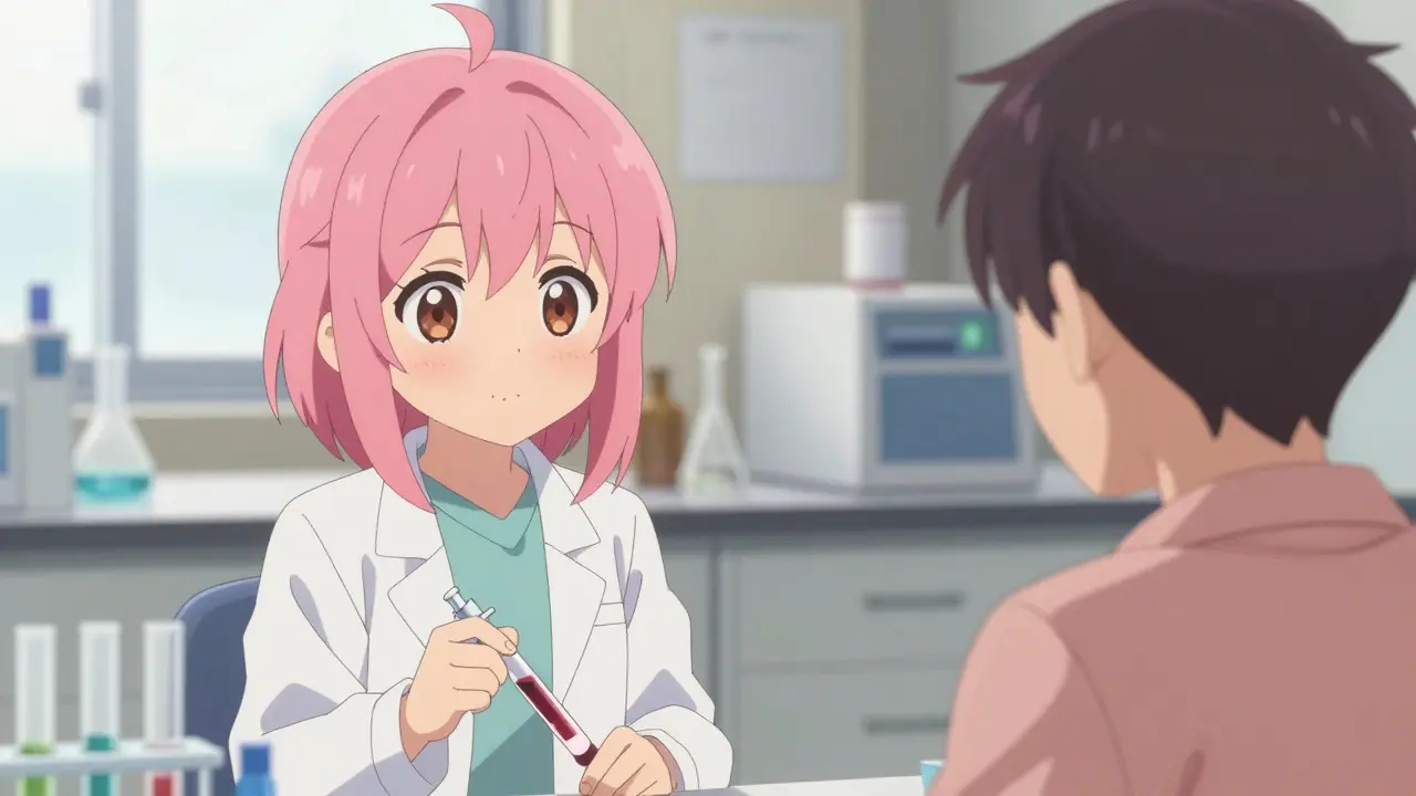 Cute scientist conducting medical testing with volunteer participant