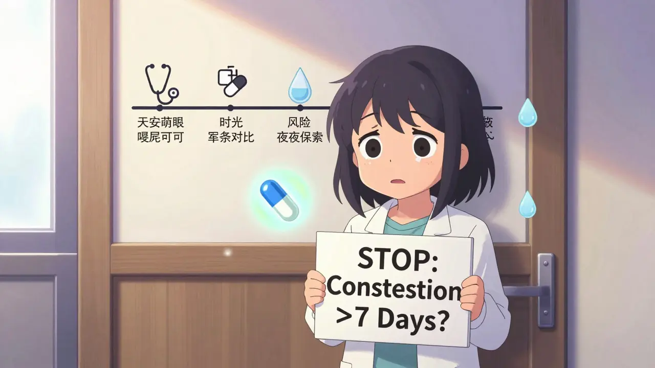 Girl at doctor's office holding warning sign about prolonged constipation